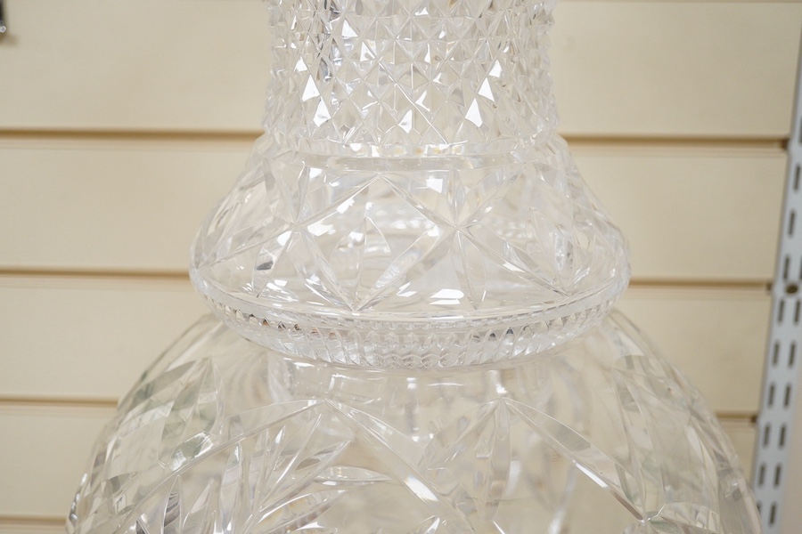 A massive cut glass baluster vase, in three parts, 70cm high. Condition - good